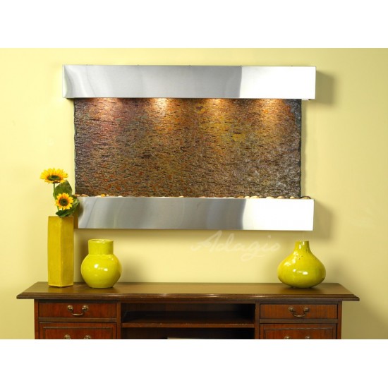 Sunrise Springs-Square-Stainless Steel-Multi-Color Natural Slate