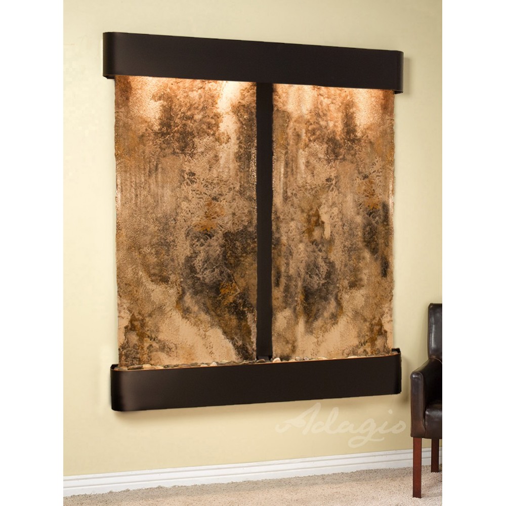 Cottonwood Falls-Round-Blackened Copper-Magnifico Travertine