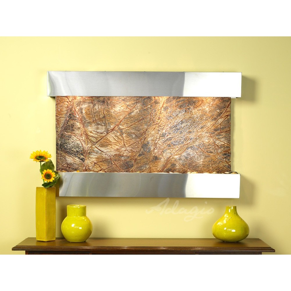 Sunrise Springs-Square-Stainless Steel-Brown Marble