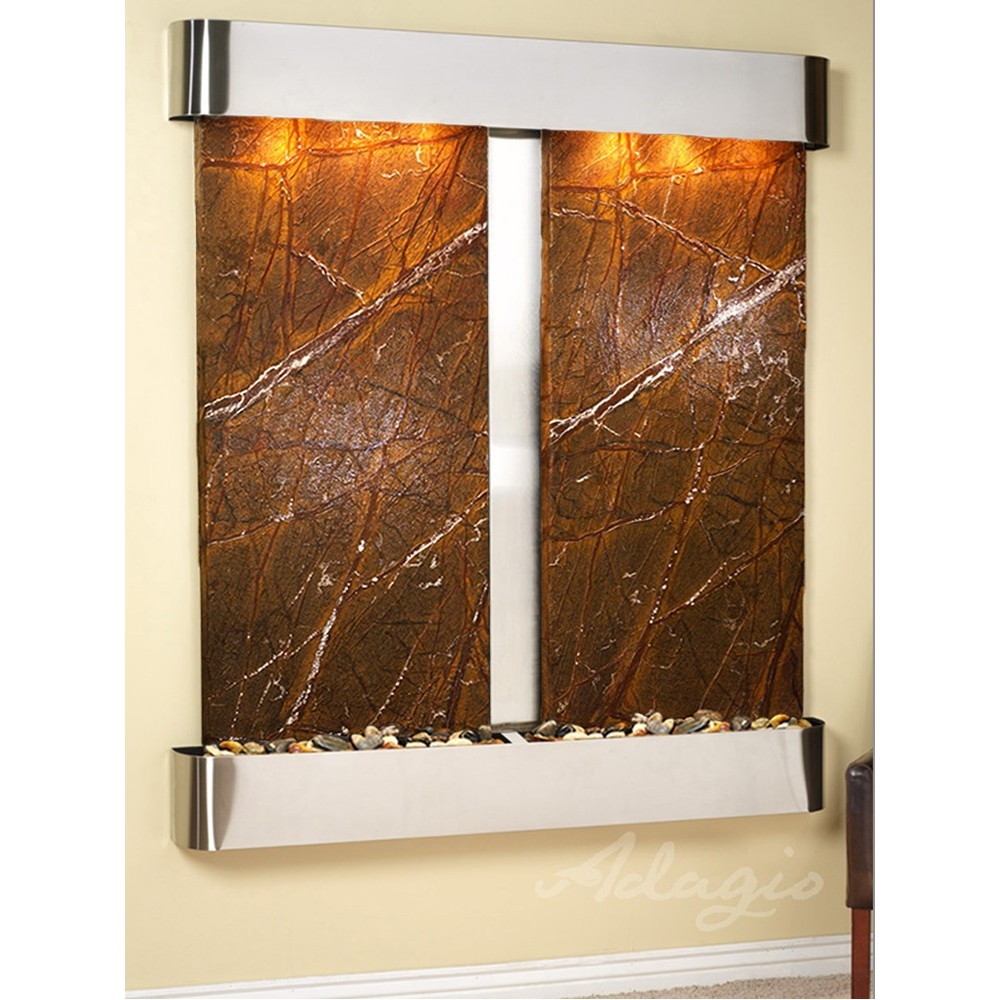 Cottonwood Falls-Round-Stainless Steel-Brown Marble