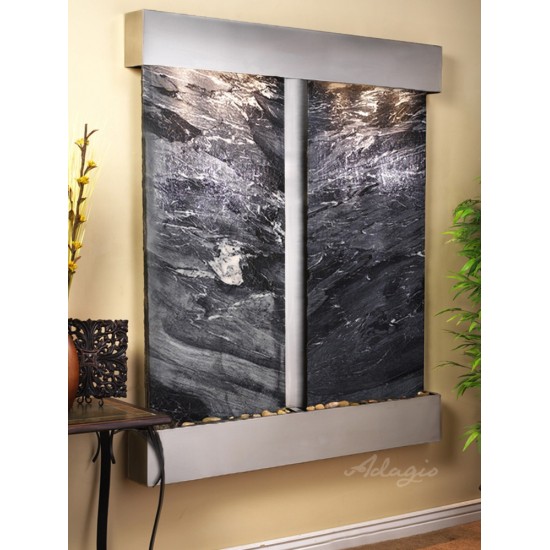 Cottonwood Falls-Square-Stainless Steel-Black Spider Marble