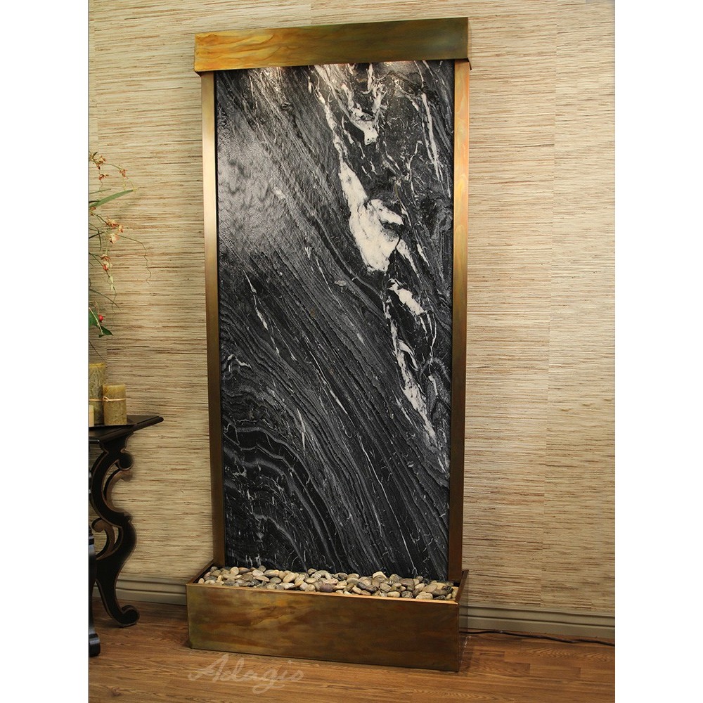 Tranquil River-Flush Mount-Rustic Copper-Black-Marble