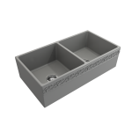 Vigneto Apron Front Fireclay 36 in. Double Bowl Kitchen Sink with Protective Bottom Grids and Strainers in Matte Gray