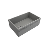 Vigneto Apron Front Fireclay 30 in. Single Bowl Kitchen Sink with Protective Bottom Grid and Strainer in Matte Gray