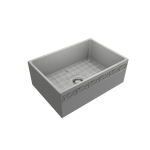 Vigneto Apron Front Fireclay 27 in. Single Bowl Kitchen Sink with Protective Bottom Grid and Strainer in Matte Gray