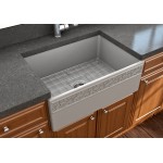 Vigneto Apron Front Fireclay 27 in. Single Bowl Kitchen Sink with Protective Bottom Grid and Strainer in Matte Gray