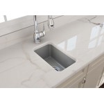 Sotto Dual Mount Fireclay 12 in. Single Bowl Bar Sink with Strainer in Matte Gray