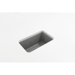 Sotto Dual Mount Fireclay 12 in. Single Bowl Bar Sink with Strainer in Matte Gray