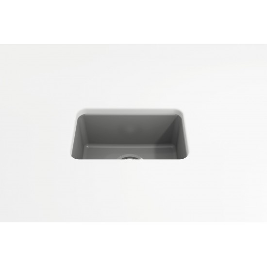 Sotto Dual Mount Fireclay 12 in. Single Bowl Bar Sink with Strainer in Matte Gray