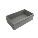 Vigneto Apron Front Fireclay 33 in. Single Bowl Kitchen Sink with Protective Bottom Grid and Strainer in Matte Gray