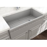 Vigneto Apron Front Fireclay 36 in. Single Bowl Kitchen Sink with Protective Bottom Grid and Strainer in Matte Gray