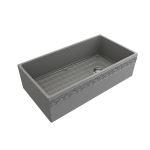 Vigneto Apron Front Fireclay 36 in. Single Bowl Kitchen Sink with Protective Bottom Grid and Strainer in Matte Gray