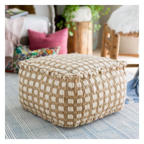 Surya Oak Cove OCPF-4002 12"H x 20"W x 20"D Pouf