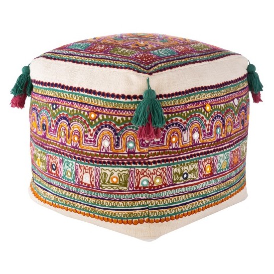 Surya Ridhi RIPF-001 16"H x 16"W x 16"D Pouf