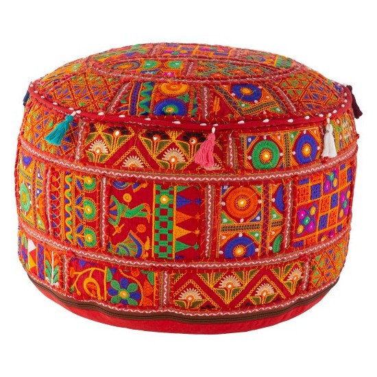 Surya Krishna KIPF-001 12"H x 22"W x 22"D Pouf