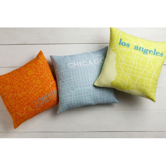 Surya City Maps SY-015 22" x 22" Pillow Cover