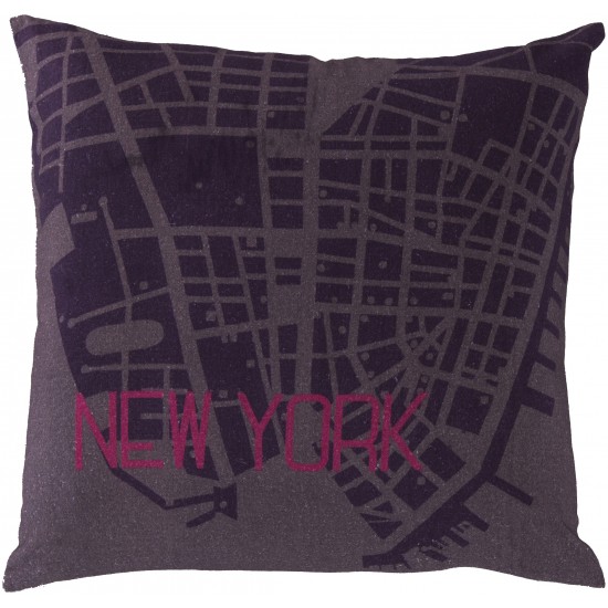 Surya City Maps SY-030 22" x 22" Pillow Cover