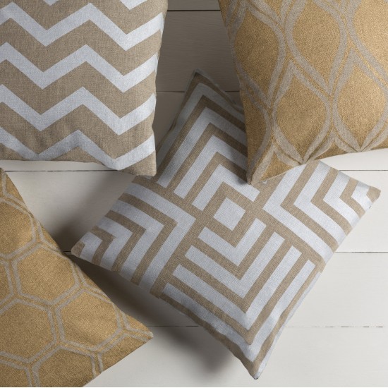 Surya Metallic Stamped MS-008 20" x 20" Pillow Kit