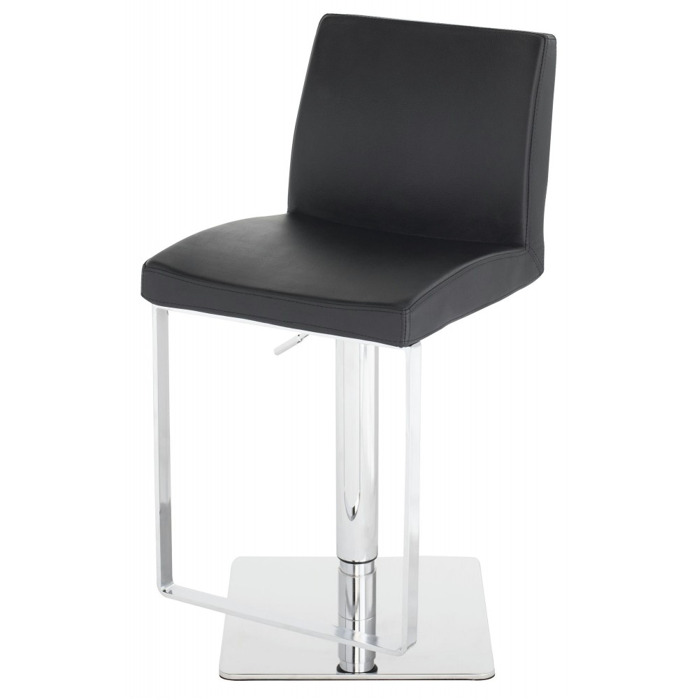 Matteo Black Leather Adjustable Stool