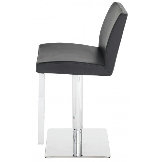 Matteo Black Leather Adjustable Stool