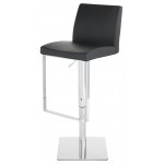 Matteo Black Leather Adjustable Stool