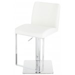 Matteo White Leather Adjustable Stool