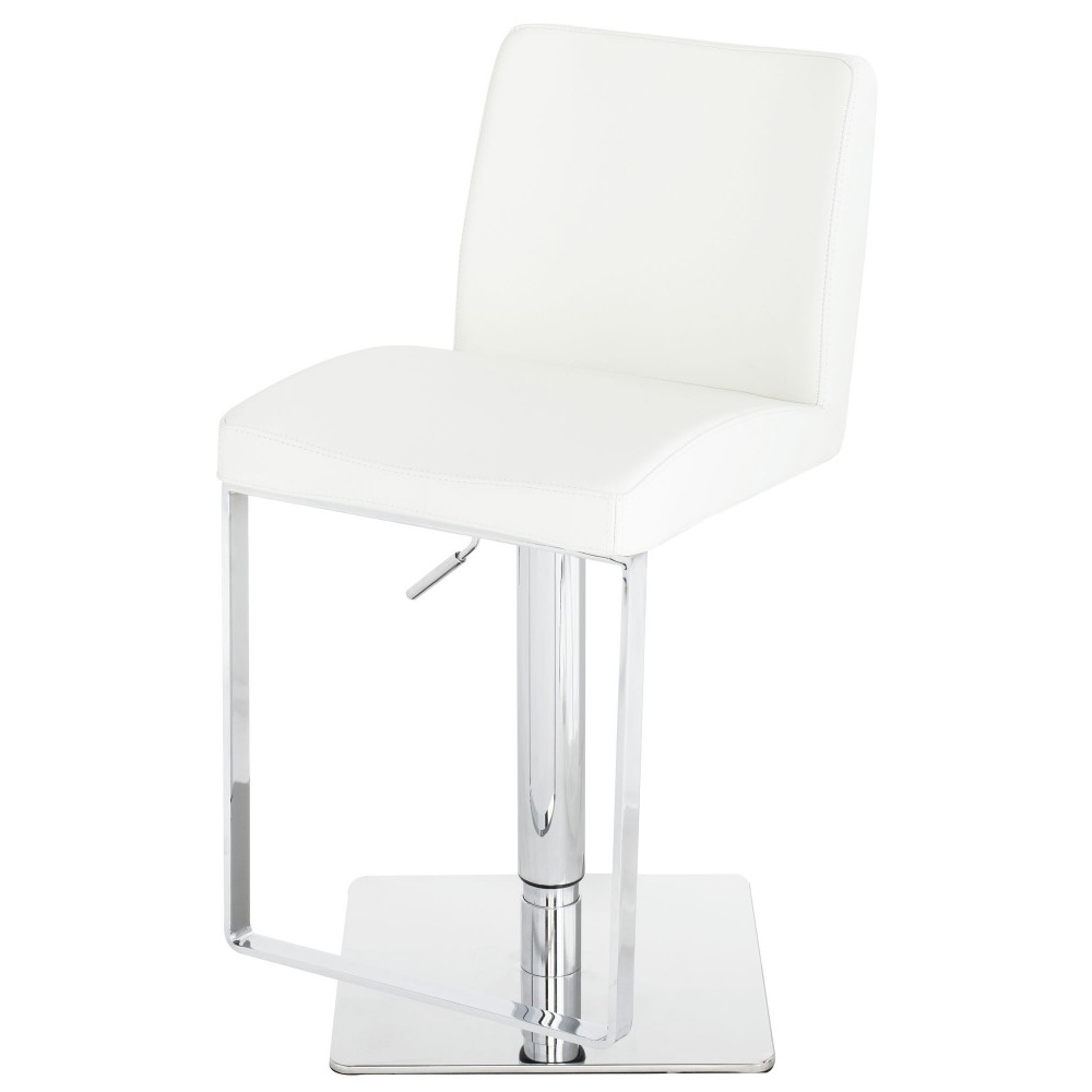 Matteo White Leather Adjustable Stool