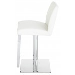 Matteo White Leather Adjustable Stool