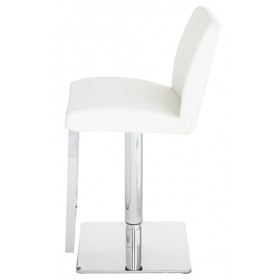 Matteo White Leather Adjustable Stool