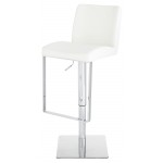 Matteo White Leather Adjustable Stool