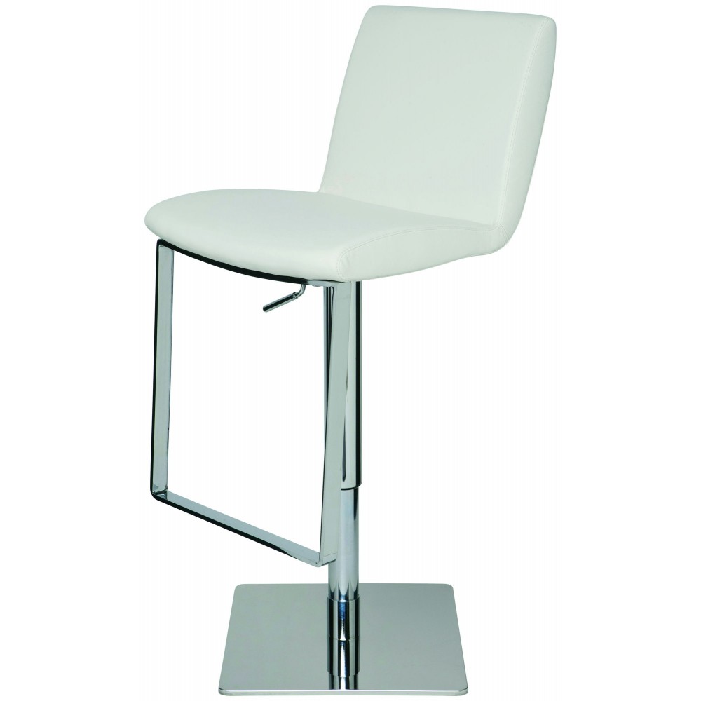 Lewis White Leather Adjustable Stool