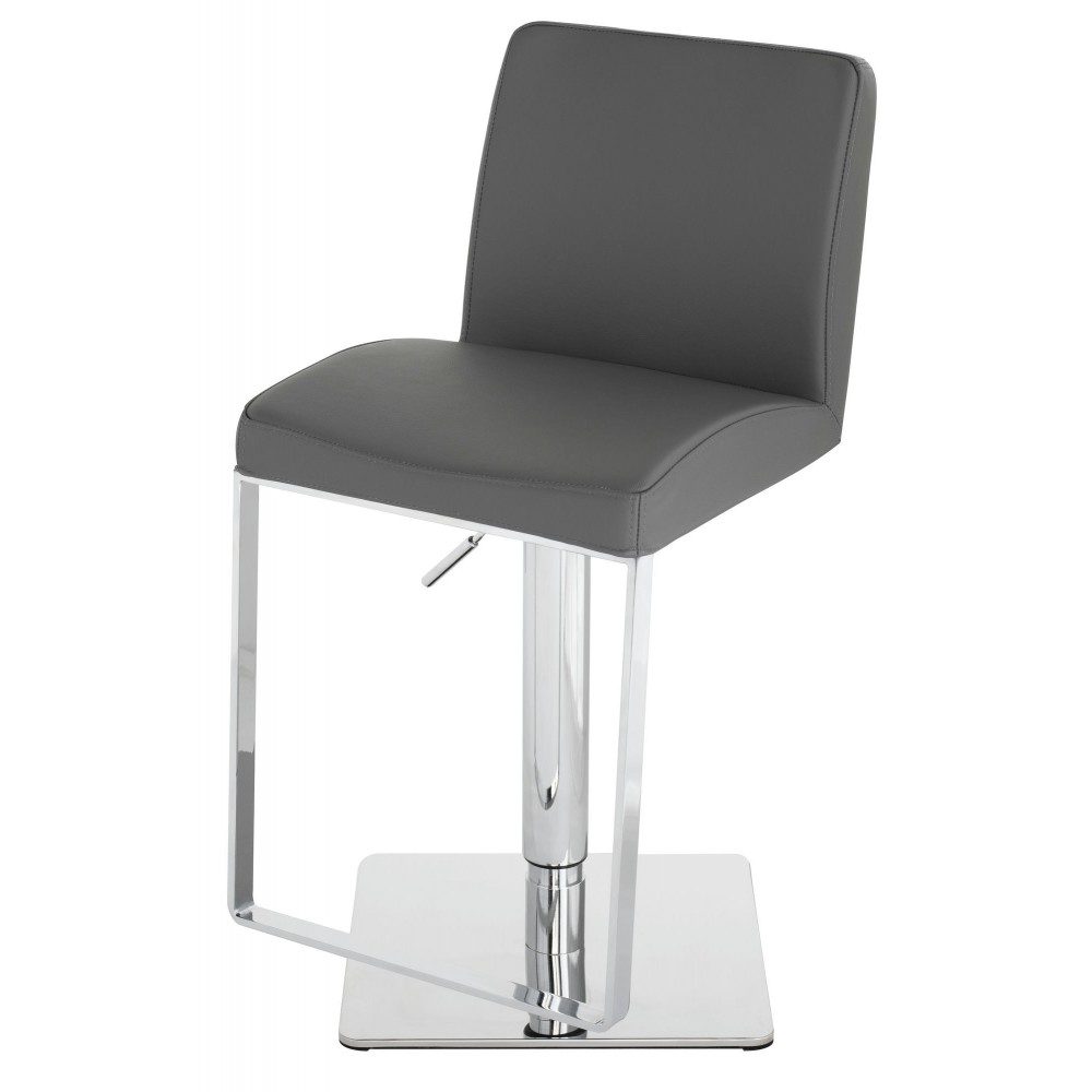 Matteo Dark Grey Leather Adjustable Stool