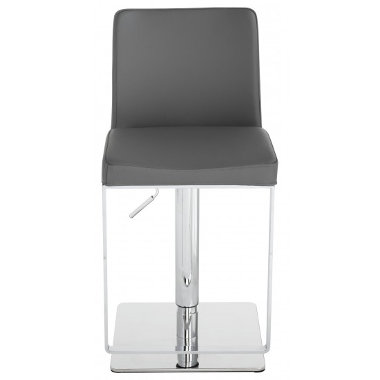 Matteo Dark Grey Leather Adjustable Stool