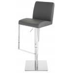 Matteo Dark Grey Leather Adjustable Stool