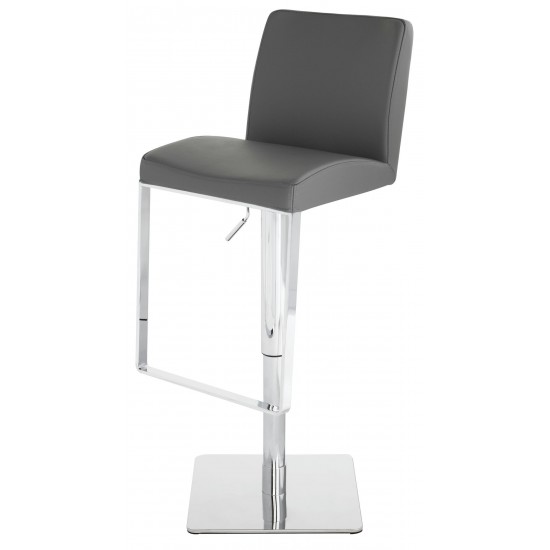 Matteo Dark Grey Leather Adjustable Stool