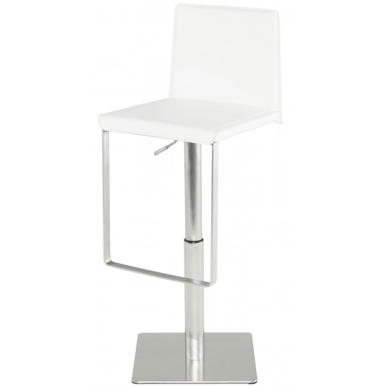 Kailee White Leather Adjustable Stool