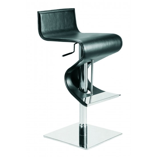 Portland Black Leather Adjustable Stool