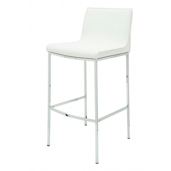 Colter White Leather Bar Stool