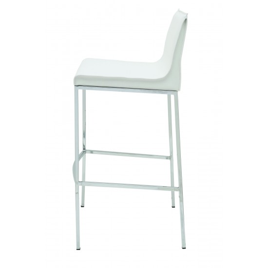 Colter White Leather Bar Stool