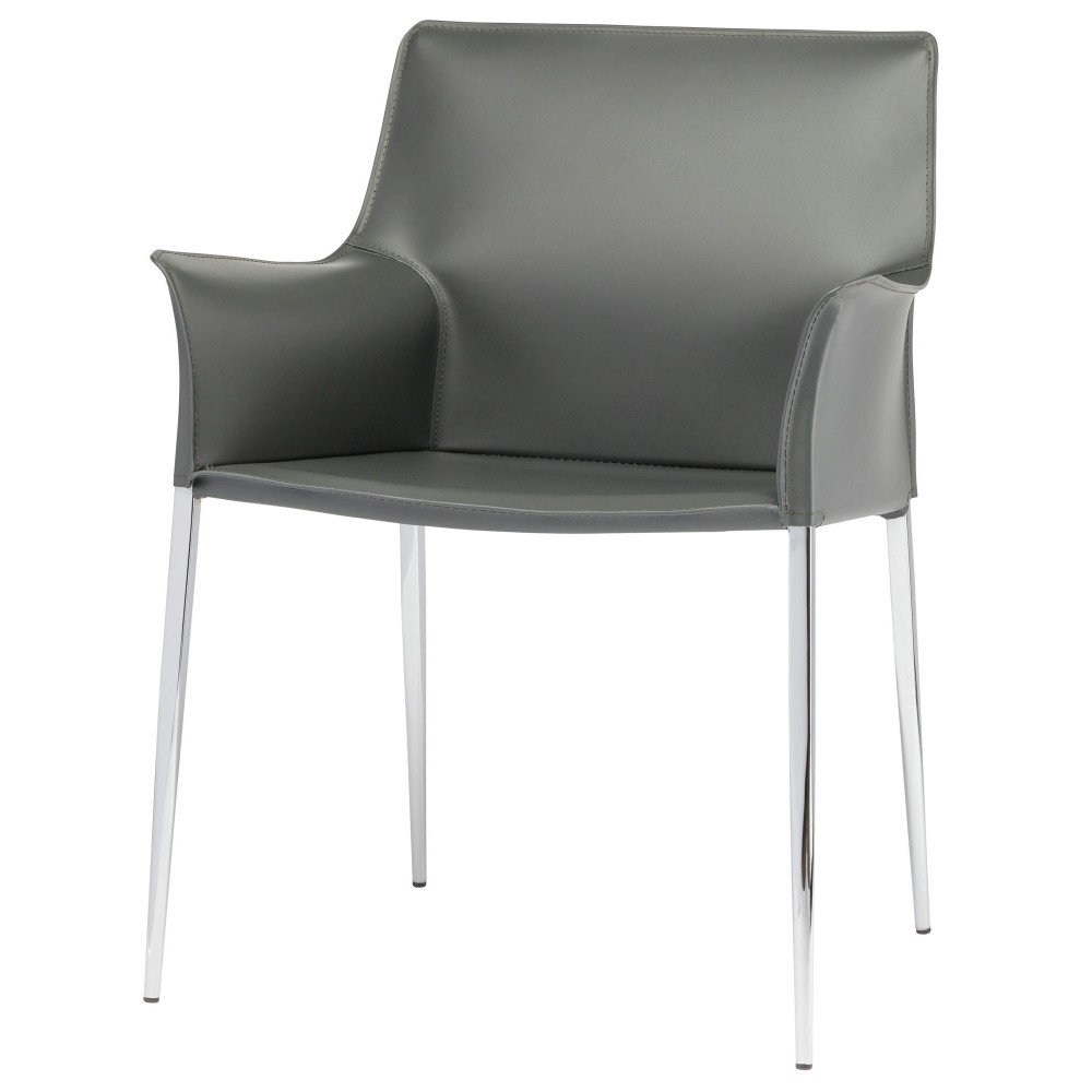 Colter Dark Grey Leather Dining Chair, HGAR401