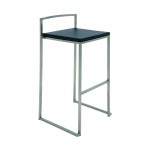 Genoa Black Leather Bar Stool