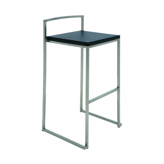 Genoa Black Leather Bar Stool