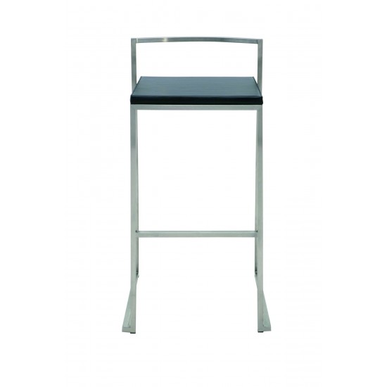 Genoa Black Leather Bar Stool