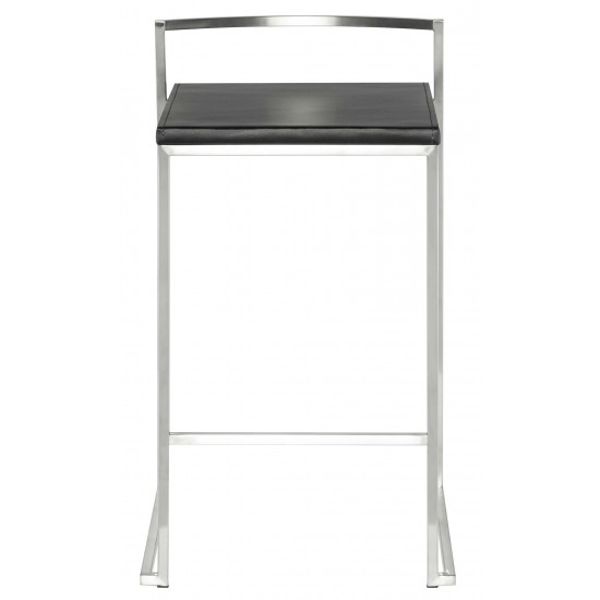 Genoa Black Leather Counter Stool