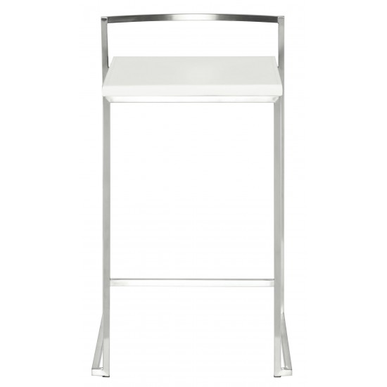 Genoa White Leather Counter Stool