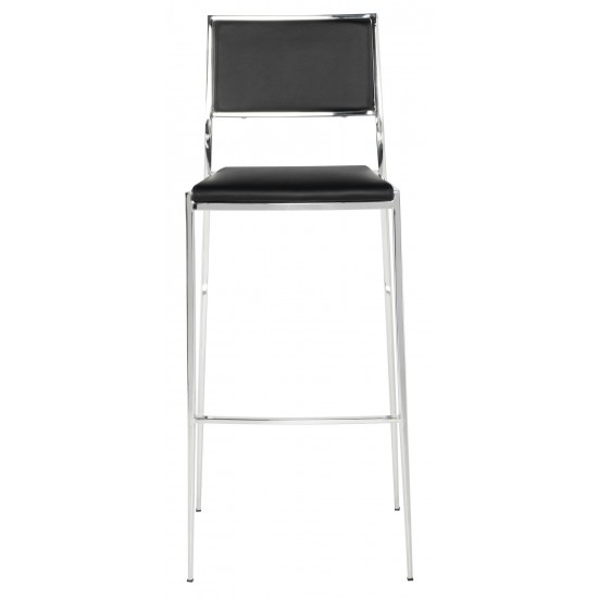 Aaron Black Naugahyde Bar Stool