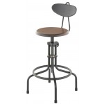 V19C-B Burnt Brown Wood Adjustable Stool