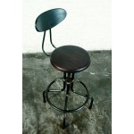 V19C-B Burnt Brown Wood Adjustable Stool