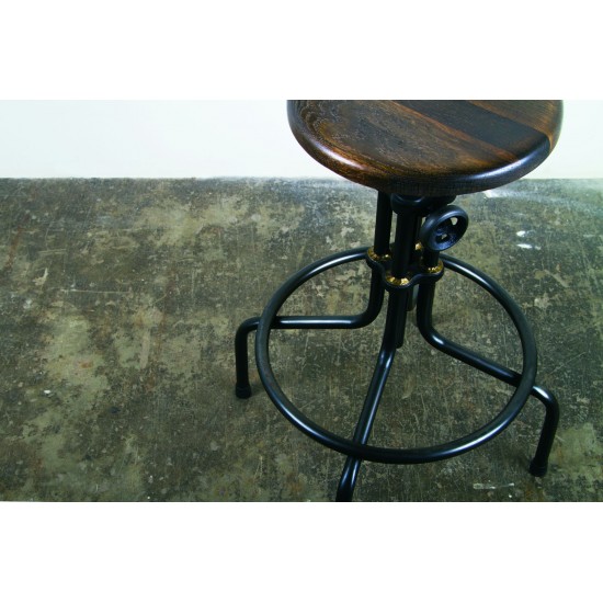 V19C-B Burnt Brown Wood Adjustable Stool