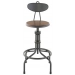 V19C-B Burnt Brown Wood Adjustable Stool